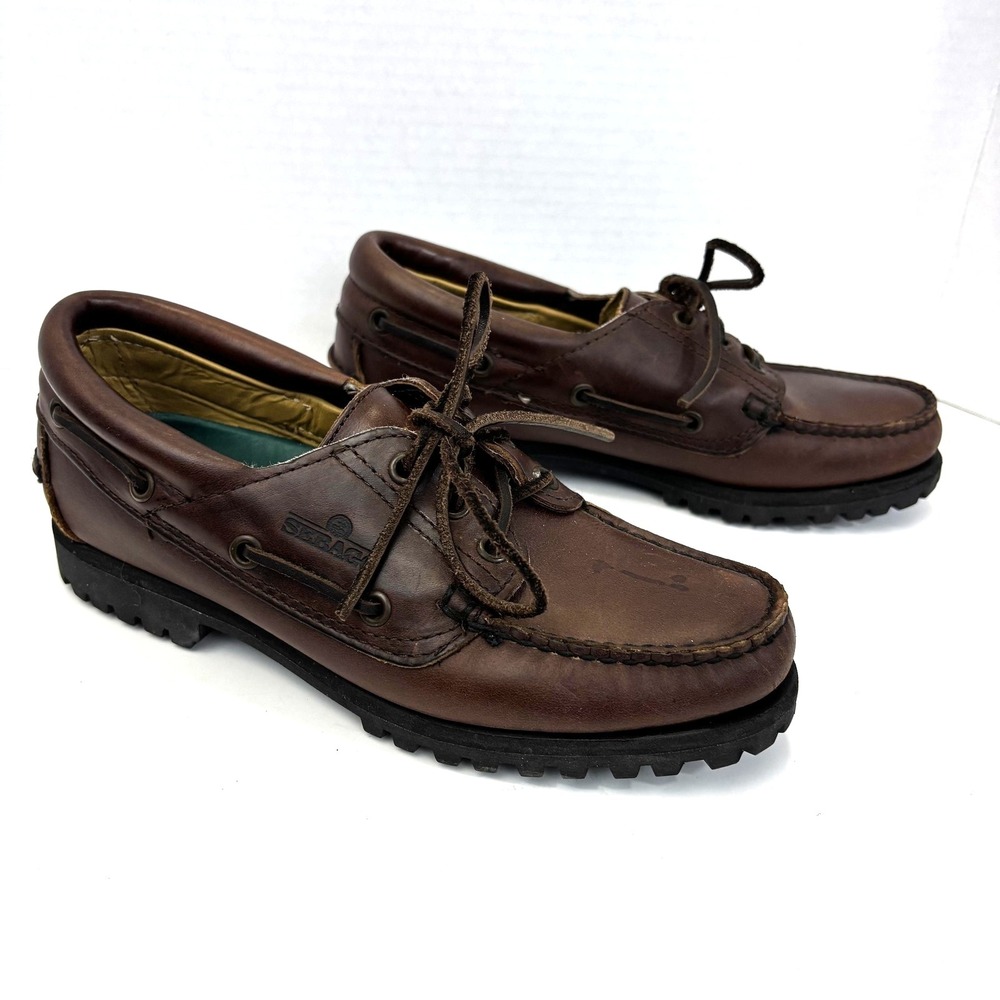 Vintage Sebago Chunky Leather Boat Shoes Womens 6.5 Brown Casual Lace Up USA